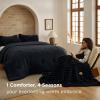 imageBedsure Gentlesoft 2in1 Queen Comforter Set and Detachable Fluffy Blanket Beige Bedding Set for All Season Use SnapTech Design for Space Saving Includes 2 Pillow Shams 2 Pillowcases04  Black