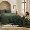 imageBedsure Gentlesoft 2in1 Queen Comforter Set and Detachable Fluffy Blanket Beige Bedding Set for All Season Use SnapTech Design for Space Saving Includes 2 Pillow Shams 2 Pillowcases03  Olive Green