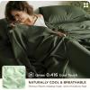 imageBedsure Organic Bamboo Viscose Sheets  OCS ampamp OekoTex 18 inch Deep Pockets Queen Sheet Set 100 Viscose Derived from Bamboo UltraSoft Breathable ampamp Cooling Bedsheets 4 Pieces Ivory05  Olive Green