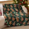 imageBedsure Christmas Throw Blanket for Couch  Christmas Decorations Gifts for Women Warm Sherpa Deer Throw Blanket Red 50quotx60quot3d Gingerbread Green