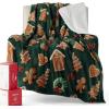 imageBedsure Christmas Throw Blanket for Couch  Christmas Decorations Gifts for Women Warm Sherpa Deer Throw Blanket Red 50quotx60quot3d Gingerbread Green