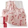imageBedsure Christmas Throw Blanket for Couch  Christmas Decorations Gifts for Women Warm Sherpa Deer Throw Blanket Red 50quotx60quotCandy Pink