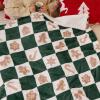 imageBedsure Christmas Throw Blanket for Couch  Christmas Decorations Gifts for Women Warm Sherpa Deer Throw Blanket Red 50quotx60quotCheckered Green