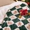 imageBedsure Christmas Throw Blanket for Couch  Christmas Decorations Gifts for Women Warm Sherpa Deer Throw Blanket Red 50quotx60quotCheckered Green