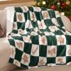 imageBedsure Christmas Throw Blanket for Couch  Christmas Decorations Gifts for Women Warm Sherpa Deer Throw Blanket Red 50quotx60quotCheckered Green