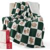 imageBedsure Christmas Throw Blanket for Couch  Christmas Decorations Gifts for Women Warm Sherpa Deer Throw Blanket Red 50quotx60quotCheckered Green