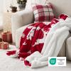 imageBedsure Christmas Throw Blanket for Couch  Christmas Decorations Gifts for Women Warm Sherpa Deer Throw Blanket Red 50quotx60quotElk Red