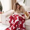 imageBedsure Christmas Throw Blanket for Couch  Christmas Decorations Gifts for Women Warm Sherpa Deer Throw Blanket Red 50quotx60quotElk Red