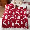 imageBedsure Christmas Throw Blanket for Couch  Christmas Decorations Gifts for Women Warm Sherpa Deer Throw Blanket Red 50quotx60quotElk Red