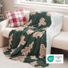 imageBedsure Christmas Throw Blanket for Couch  Christmas Decorations Gifts for Women Warm Sherpa Deer Throw Blanket Red 50quotx60quotGingerbread Green