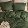 imageBedsure Linen Duvet Cover King Size  Linen Cotton Blend Bedding Set Soft ampamp Cozy 3 Pieces 1 Duvet Cover 104x90 Inches and 2 Pillowcases Natural Color Cooling Bedding Comforter Sold Separately14  Olive Green No Comforter