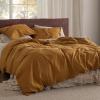 imageBedsure Linen Duvet Cover King Size  Linen Cotton Blend Bedding Set Soft ampamp Cozy 3 Pieces 1 Duvet Cover 104x90 Inches and 2 Pillowcases Natural Color Cooling Bedding Comforter Sold Separately08  Pumpkin Yellow No Comforter