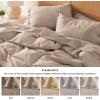 imageBedsure Linen Duvet Cover King Size  Linen Cotton Blend Bedding Set Soft ampamp Cozy 3 Pieces 1 Duvet Cover 104x90 Inches and 2 Pillowcases Natural Color Cooling Bedding Comforter Sold Separately16 Warm Tan No Comforter