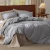 imageBedsure Linen Duvet Cover King Size  Linen Cotton Blend Bedding Set Soft ampamp Cozy 3 Pieces 1 Duvet Cover 104x90 Inches and 2 Pillowcases Natural Color Cooling Bedding Comforter Sold Separately09 Silver Grey No Comforter