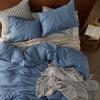 imageBedsure Linen Duvet Cover King Size  Linen Cotton Blend Bedding Set Soft ampamp Cozy 3 Pieces 1 Duvet Cover 104x90 Inches and 2 Pillowcases Natural Color Cooling Bedding Comforter Sold Separately11  Foggy Blue No Comforter