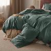 imageBedsure Linen Duvet Cover King Size  Linen Cotton Blend Bedding Set Soft ampamp Cozy 3 Pieces 1 Duvet Cover 104x90 Inches and 2 Pillowcases Natural Color Cooling Bedding Comforter Sold Separately05  Forest Green No Comforter