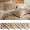 imageBedsure Linen Duvet Cover King Size  Linen Cotton Blend Bedding Set Soft ampamp Cozy 3 Pieces 1 Duvet Cover 104x90 Inches and 2 Pillowcases Natural Color Cooling Bedding Comforter Sold Separately17  Brown No Comforter