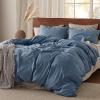 imageBedsure Linen Duvet Cover King Size  Linen Cotton Blend Bedding Set Soft ampamp Cozy 3 Pieces 1 Duvet Cover 104x90 Inches and 2 Pillowcases Natural Color Cooling Bedding Comforter Sold Separately11  Foggy Blue No Comforter