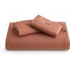 imageBedsure Linen Duvet Cover King Size  Linen Cotton Blend Bedding Set Soft ampamp Cozy 3 Pieces 1 Duvet Cover 104x90 Inches and 2 Pillowcases Natural Color Cooling Bedding Comforter Sold Separately19  Burnt Orange No Comforter