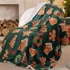 imageBedsure Christmas Throw Blanket for Couch  Christmas Decorations Gifts for Women Warm Sherpa Deer Throw Blanket Red 50quotx60quot3d Gingerbread Green