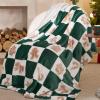 imageBedsure Christmas Throw Blanket for Couch  Christmas Decorations Gifts for Women Warm Sherpa Deer Throw Blanket Red 50quotx60quotCheckered Green