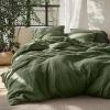 imageBedsure Linen Duvet Cover King Size  Linen Cotton Blend Bedding Set Soft ampamp Cozy 3 Pieces 1 Duvet Cover 104x90 Inches and 2 Pillowcases Natural Color Cooling Bedding Comforter Sold Separately14  Olive Green No Comforter