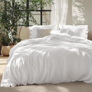 imageBedsure Linen Duvet Cover King Size  Linen Cotton Blend Bedding Set Soft ampamp Cozy 3 Pieces 1 Duvet Cover 104x90 Inches and 2 Pillowcases Natural Color Cooling Bedding Comforter Sold Separately15 White No Comforter