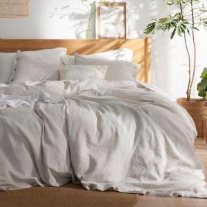 imageBedsure Linen Duvet Cover King Size  Linen Cotton Blend Bedding Set Soft ampamp Cozy 3 Pieces 1 Duvet Cover 104x90 Inches and 2 Pillowcases Natural Color Cooling Bedding Comforter Sold Separately32  Linen No Comforter