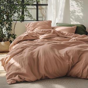 imageBedsure Linen Duvet Cover King Size  Linen Cotton Blend Bedding Set Soft ampamp Cozy 3 Pieces 1 Duvet Cover 104x90 Inches and 2 Pillowcases Natural Color Cooling Bedding Comforter Sold Separately18  Camel No Comforter