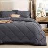 imageBedsure 7 Pieces Queen Comforter Set Premium Series Hotel Luxury Soft Bed in a Bag Goose Down Alternative Safe for Sensitive Skin Bedding Comforter All Season Medium Warmth Navy Blue Queen Size04  Dark Grey
