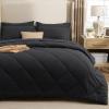 imageBedsure 7 Pieces Queen Comforter Set Premium Series Hotel Luxury Soft Bed in a Bag Goose Down Alternative Safe for Sensitive Skin Bedding Comforter All Season Medium Warmth Navy Blue Queen Size01  Black