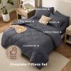 imageBedsure 7 Pieces Queen Comforter Set Premium Series Hotel Luxury Soft Bed in a Bag Goose Down Alternative Safe for Sensitive Skin Bedding Comforter All Season Medium Warmth Navy Blue Queen Size04  Dark Grey