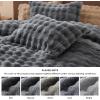 imageBedsure Fluffy Christmas Duvet Cover Set  Ultra Soft Plush Shaggy Comforter Cover Queen Size Warm Flannel Fleece Bed Sets for Winter 3 Pieces Gingerbread Man Pattern Green04  Grey No Comforter