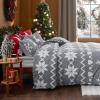 imageBedsure Fluffy Christmas Duvet Cover Set  Ultra Soft Plush Shaggy Comforter Cover Queen Size Warm Flannel Fleece Bed Sets for Winter 3 Pieces Gingerbread Man Pattern Green07  Grey Reindeer No Comforter