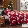 imageBedsure Fluffy Christmas Duvet Cover Set  Ultra Soft Plush Shaggy Comforter Cover Queen Size Warm Flannel Fleece Bed Sets for Winter 3 Pieces Gingerbread Man Pattern Green08  Red Bell No Comforter