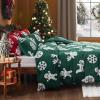 imageBedsure Fluffy Christmas Duvet Cover Set  Ultra Soft Plush Shaggy Comforter Cover Queen Size Warm Flannel Fleece Bed Sets for Winter 3 Pieces Gingerbread Man Pattern Green09  Green Gingerbread No Comforter
