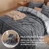 imageBedsure Fluffy Christmas Duvet Cover Set  Ultra Soft Plush Shaggy Comforter Cover Queen Size Warm Flannel Fleece Bed Sets for Winter 3 Pieces Gingerbread Man Pattern Green04  Grey No Comforter