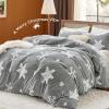 imageBedsure Fluffy Christmas Duvet Cover Set  Ultra Soft Plush Shaggy Comforter Cover Queen Size Warm Flannel Fleece Bed Sets for Winter 3 Pieces Gingerbread Man Pattern Green05  Grey Snowflake No Comforter