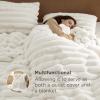 imageBedsure Fluffy Christmas Duvet Cover Set  Ultra Soft Plush Shaggy Comforter Cover Queen Size Warm Flannel Fleece Bed Sets for Winter 3 Pieces Gingerbread Man Pattern Green02  White Stripe No Comforter