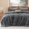 imageBedsure Fluffy Christmas Duvet Cover Set  Ultra Soft Plush Shaggy Comforter Cover Queen Size Warm Flannel Fleece Bed Sets for Winter 3 Pieces Gingerbread Man Pattern Green04  Grey No Comforter