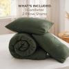 imageBedsure Comforter with 2 Pillow Shams Soft Prewashed Bedding Queen Size Quilted Comforter 90quotx90quot wiht Clover Design Beige Down Alternative Comforter for All Seasons 3 Pieces03olive Greenclover