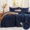 imageBedsure Comforter with 2 Pillow Shams Soft Prewashed Bedding Queen Size Quilted Comforter 90quotx90quot wiht Clover Design Beige Down Alternative Comforter for All Seasons 3 Pieces07navycircle