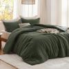 imageBedsure Comforter with 2 Pillow Shams Soft Prewashed Bedding Queen Size Quilted Comforter 90quotx90quot wiht Clover Design Beige Down Alternative Comforter for All Seasons 3 Pieces03olive Greenclover