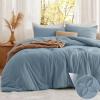 imageBedsure Comforter with 2 Pillow Shams Soft Prewashed Bedding Queen Size Quilted Comforter 90quotx90quot wiht Clover Design Beige Down Alternative Comforter for All Seasons 3 Pieces04mineral Blueclover