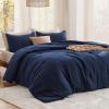 imageBedsure Comforter with 2 Pillow Shams Soft Prewashed Bedding Queen Size Quilted Comforter 90quotx90quot wiht Clover Design Beige Down Alternative Comforter for All Seasons 3 Pieces07navycircle