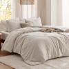 imageBedsure Comforter with 2 Pillow Shams Soft Prewashed Bedding Queen Size Quilted Comforter 90quotx90quot wiht Clover Design Beige Down Alternative Comforter for All Seasons 3 Pieces02beigeclover