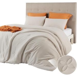 imageBedsure Comforter with 2 Pillow Shams Soft Prewashed Bedding Queen Size Quilted Comforter 90quotx90quot wiht Clover Design Beige Down Alternative Comforter for All Seasons 3 Pieces02beigeclover