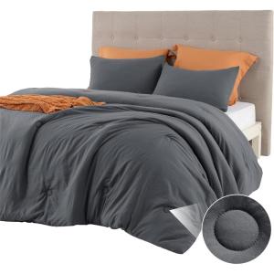 imageBedsure Comforter with 2 Pillow Shams Soft Prewashed Bedding Queen Size Quilted Comforter 90quotx90quot wiht Clover Design Beige Down Alternative Comforter for All Seasons 3 Pieces06dark Greycircle