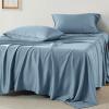 imageBedsure Cooling Sheets Queen  Lyocell Cotton Sheet Set GentleSoft Silky ampamp Breathable Eucalyptus Bed Sheets with Deep Pocket 4 Pieces Luxury Hotel Bedding Grey Blue10  Grey Blue