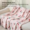 imageBedsure Cute Strawberry Decor Throw Blanket Pink for Kids  Soft Fleece Throw Home Decor for Girls Women Teens as Birthday Gifts GentleSoft Cozy Fruit Pattern Blankets for Couch Bed Camping 50x60Cherry